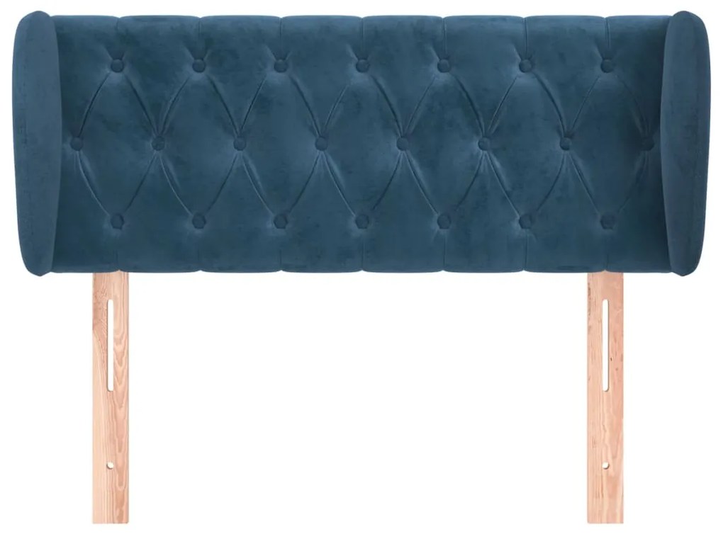 Cabeceira de cama c/ abas veludo 93x23x78/88 cm azul-escuro