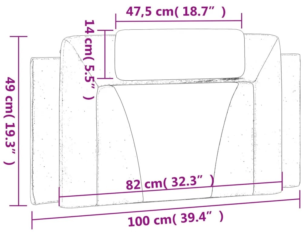 Almofadão de cabeceira 100 cm couro artificial cinzento