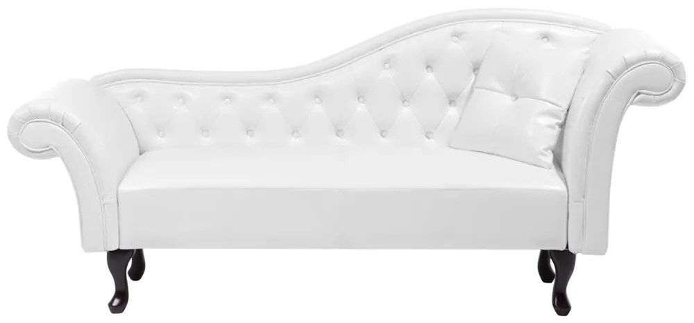 Chaise-longue em pele sintética branca com apoio à direita LATTES Beliani