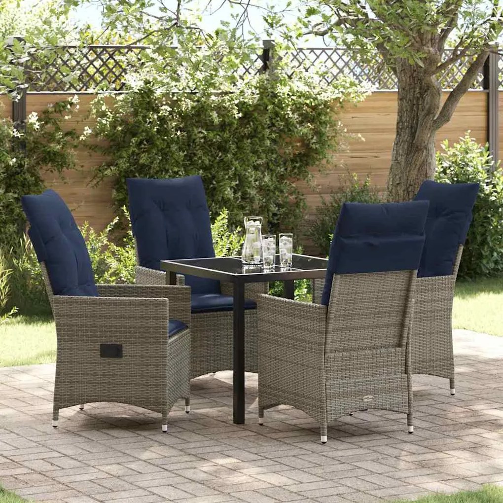 vidaXL Conjunto de Mesa e Cadeiras 5 pcs Cinzeto Rattan de PE