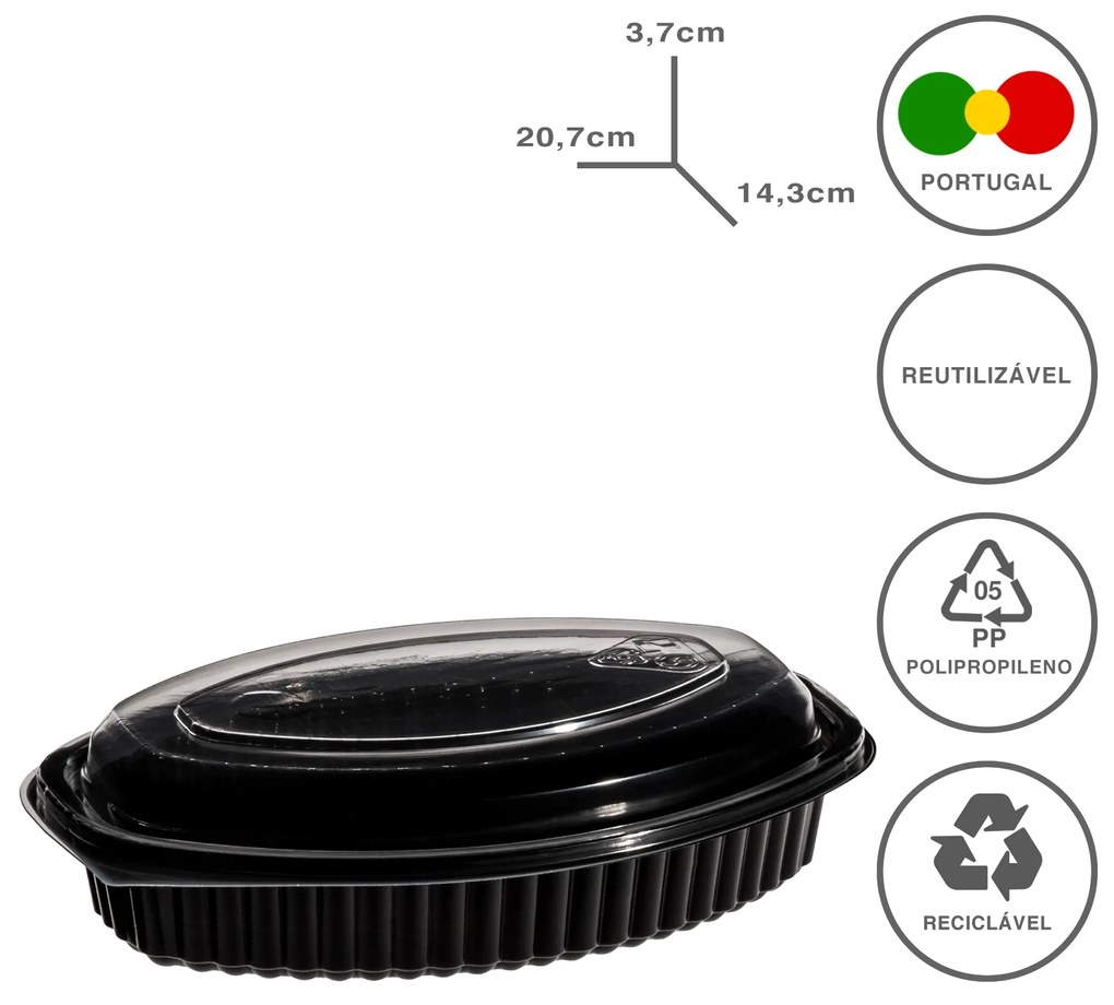 Caixa Take Away 520ml 20.7X14.3X3.7cm Pack 125