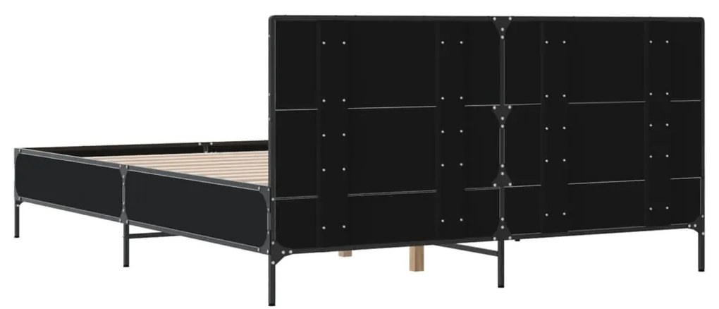 Estrutura de cama 150x200 cm derivados de madeira/metal preto