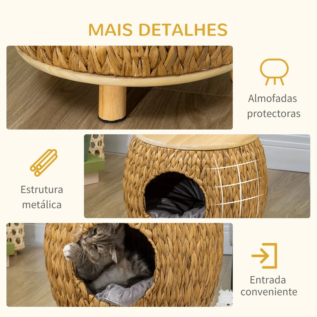PawHut Caverna para Gatos Cama para Gatos com Almofada Lavável e Pés E