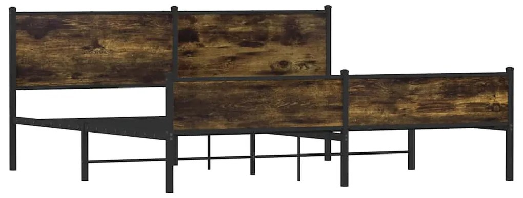 Estrutura de cama sem colchão 200x200cm metal carvalho fumado