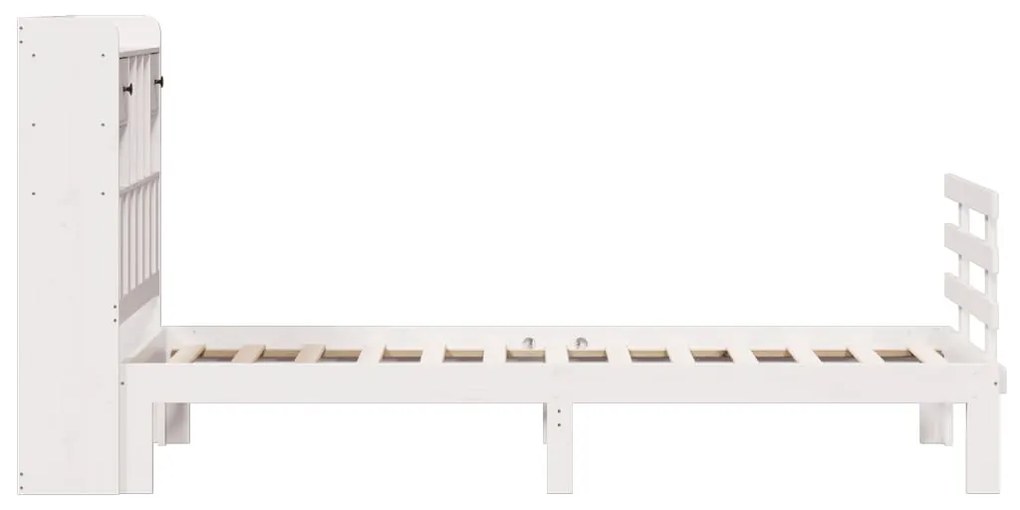 Cama com estante sem colchão 90x190 cm pinho maciço branco
