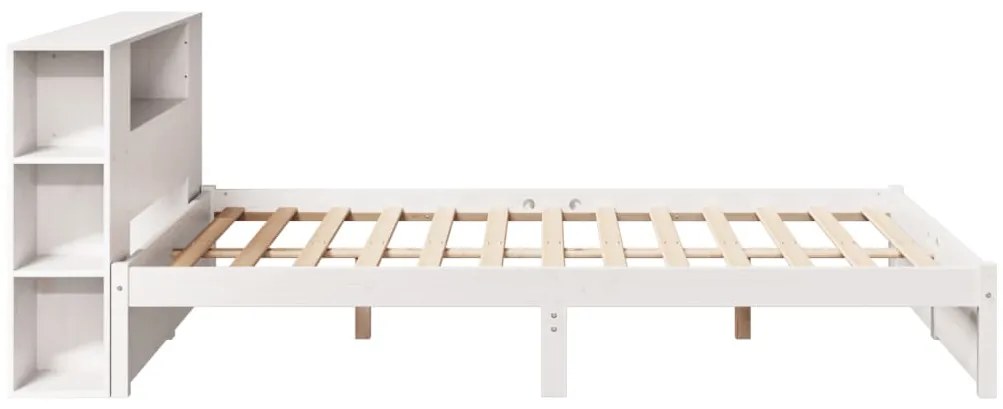 Cama com estante sem colchão 120x190 cm pinho maciço branco