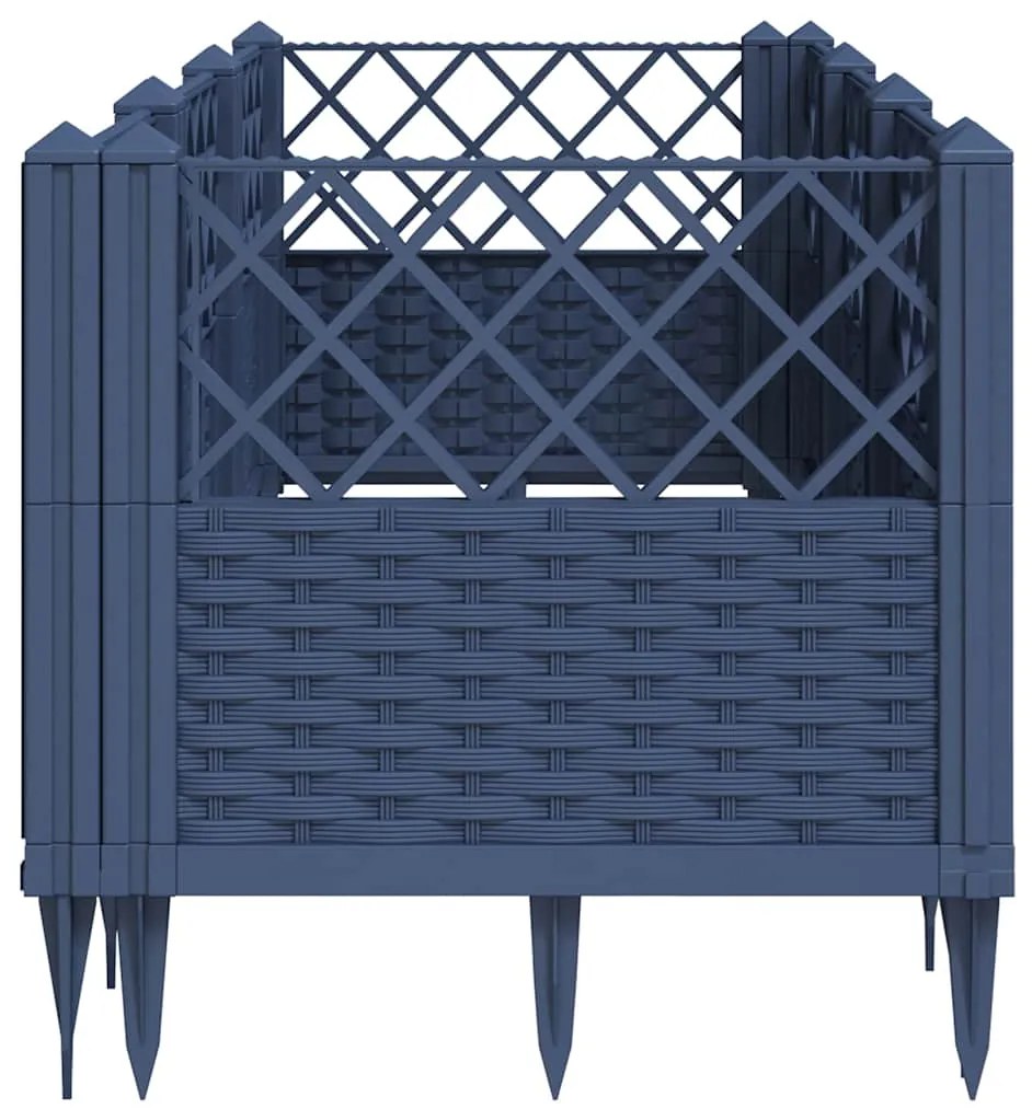 Vaso/floreira de jardim c/ estacas 123,5x43,5x43,5 cm PP cinzento azul