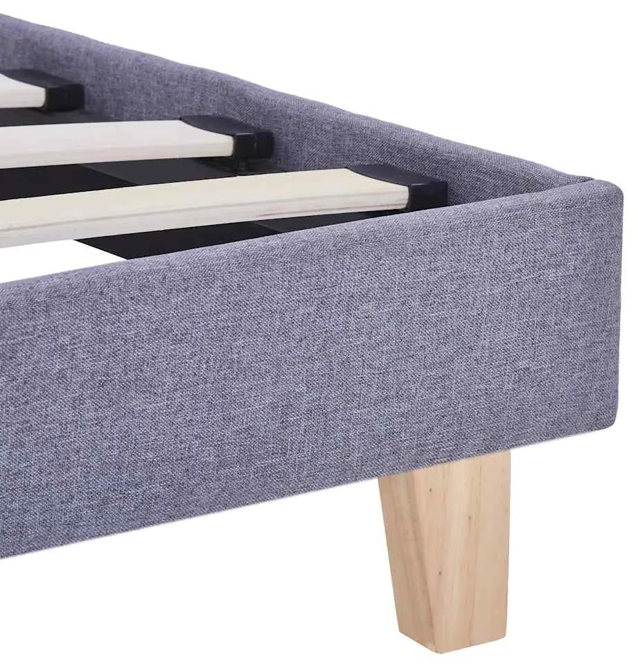 Estrutura de cama sem colchão 135x190 cm tecido cinzento-claro