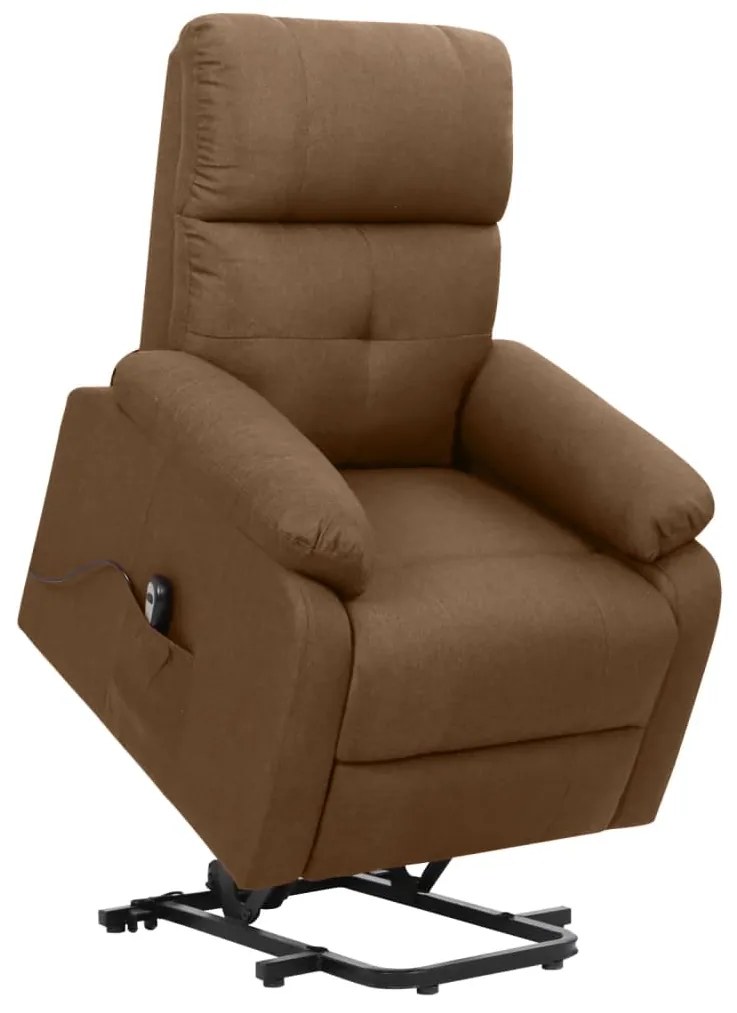 vidaXL Poltrona elevatória tecido castanho