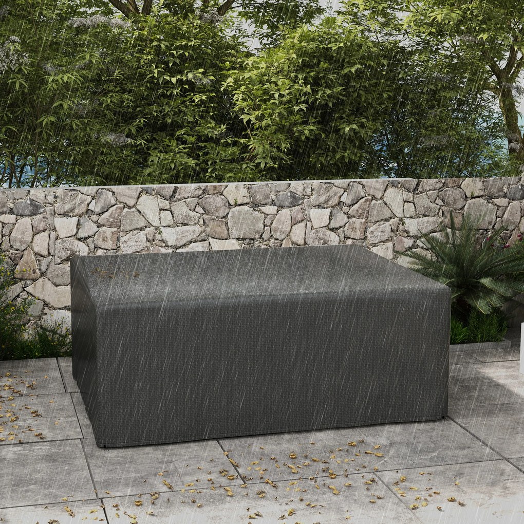 Capa para mobiliário de jardim de exterior, lona de proteção anti-UV em polietileno, 235 x 190 x 90 cm, cinzenta