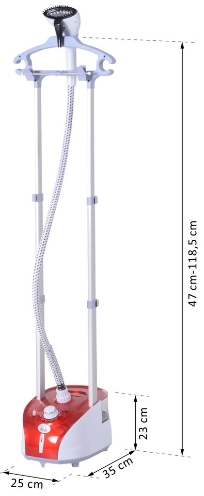 Escova de vapor de roupas Temperatura 1800W ajustável a 11 níveis Centro de engomar vertical com barra dupla e tanque de 2L em 38 s de aquecimento