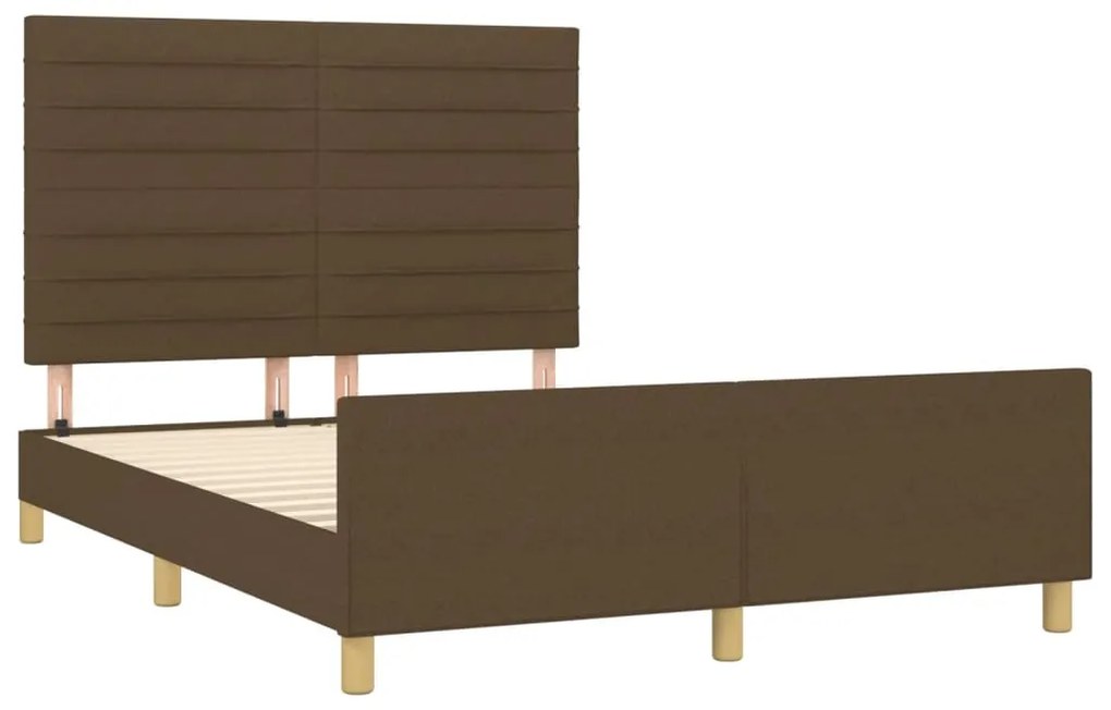 Estrutura de cama sem colchão 140x200 cm tecido castanho-escuro