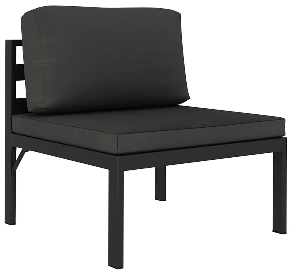 6 pcs conjunto lounge jardim com almofadões alumínio antracite