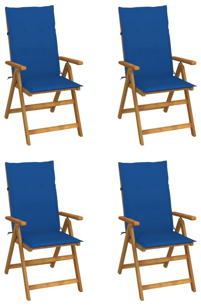vidaXL Cadeiras jardim reclináveis c/ almofadões 4 pcs acácia maciça