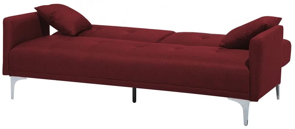 Sofá-cama de 3 lugares em tecido vermelho escuro LUCAN Beliani