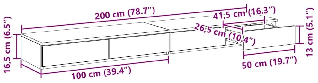 Gavetas de Cama Brancas 200x36,5x16,5 cm Madeira Consolidade
