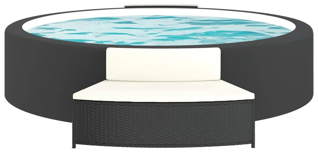 Bancos de spa com almofadões 2 pcs vime PE preto