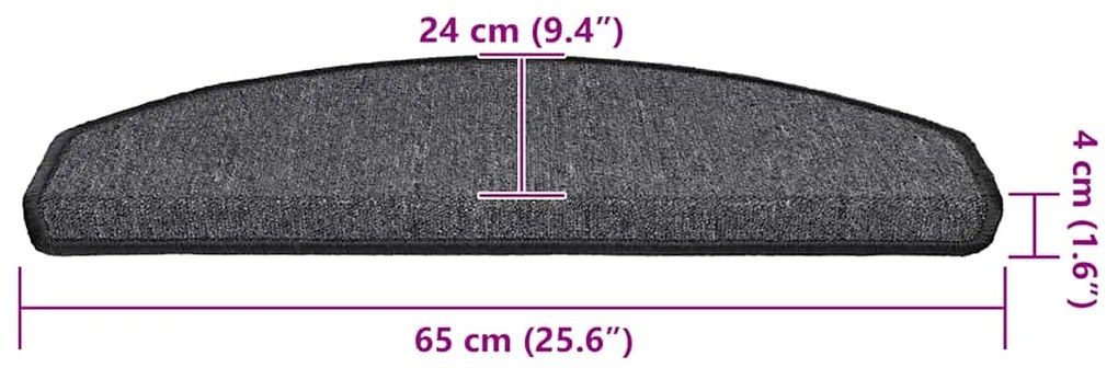 Tapetes de escada 20 pcs 65x24x4 cm antracite