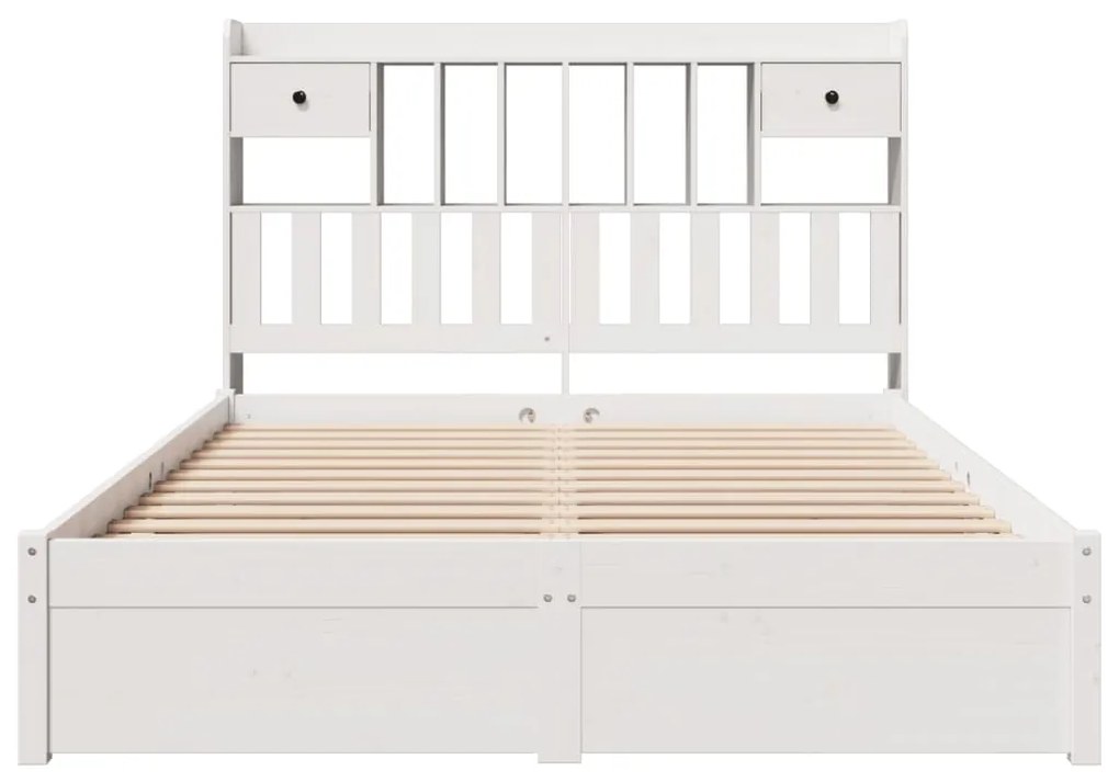 Cama com estante sem colchão 160x200 cm pinho maciço branco