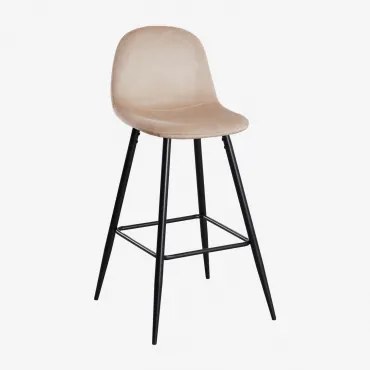 Pacote De 4 Bancos Altos Em Veludo Glamm Preto & Castanho Trigo & ↑75 Cm - Sklum