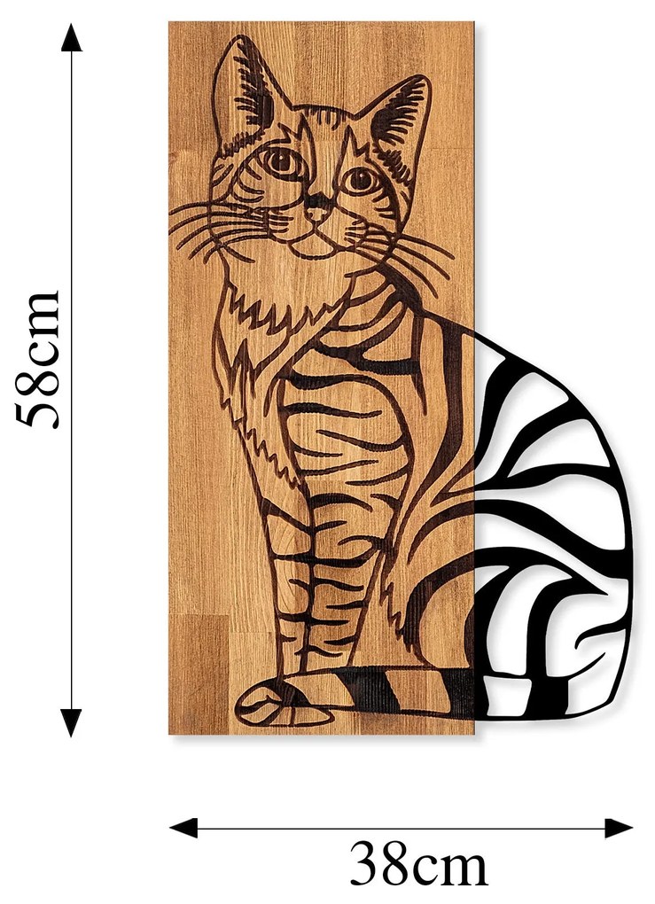 Acessório Decorativo de Parede Cat 10 – Nogal e Preto – 38 x 58 cm