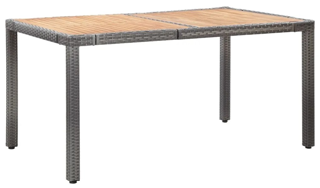 7 pcs conjunto jantar exterior com almofadões vime PE cinzento