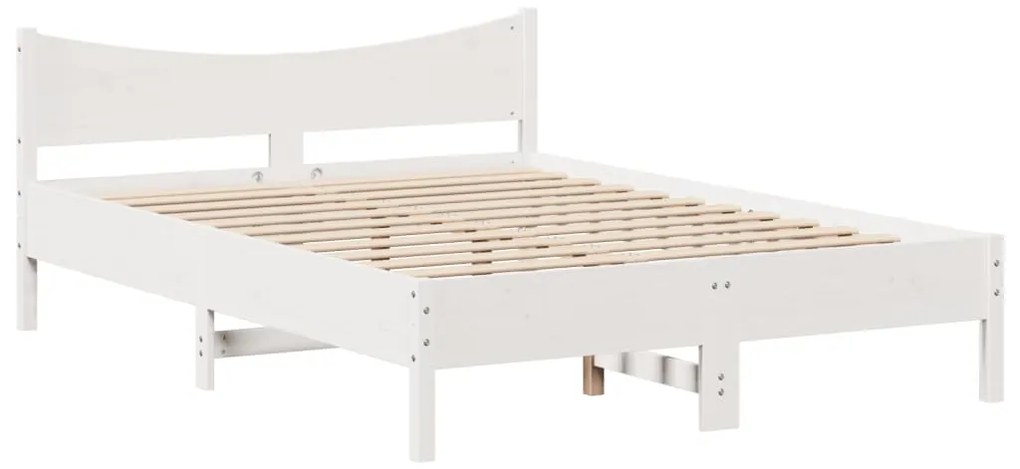 Estrutura de cama com cabeceira 140x200 cm pinho maciço branco