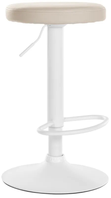 Banco de bar Ponte em couro sintético e com estrutura branca 38,5 x 60-81 x 38,5 cm Creme