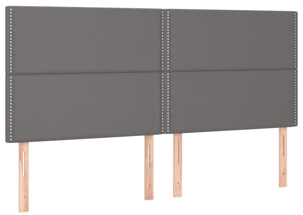 Cabeceira cama c/ LED 180x5x118/88cm couro artificial cinzento