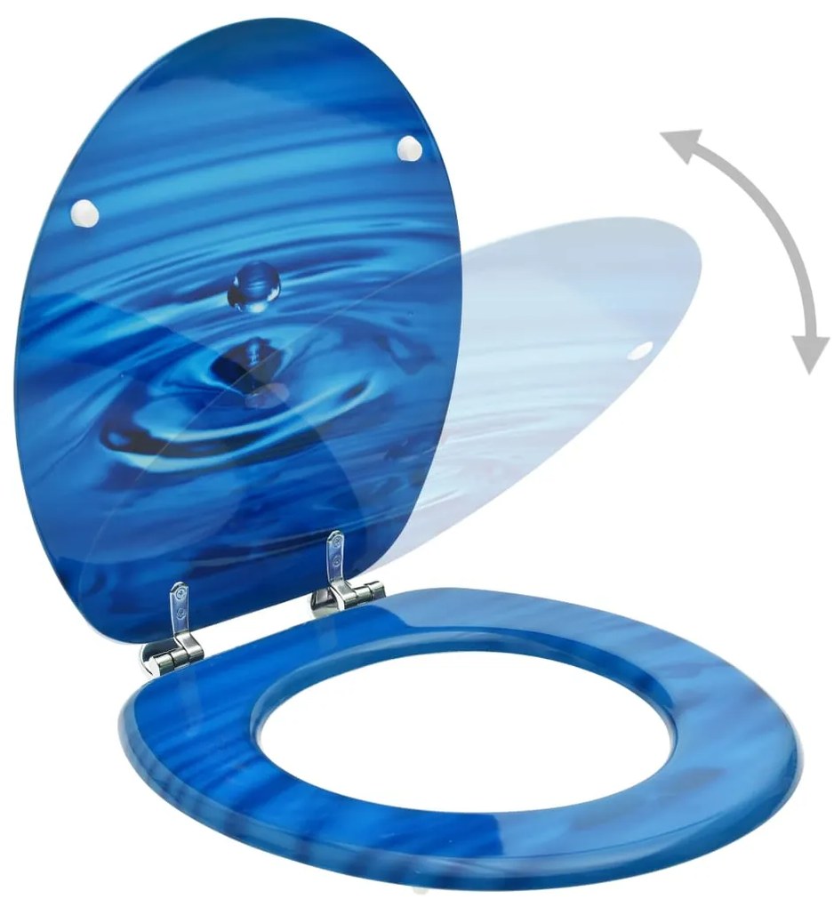 Assentos sanita com tampas 2 pcs MDF design gotas água azul