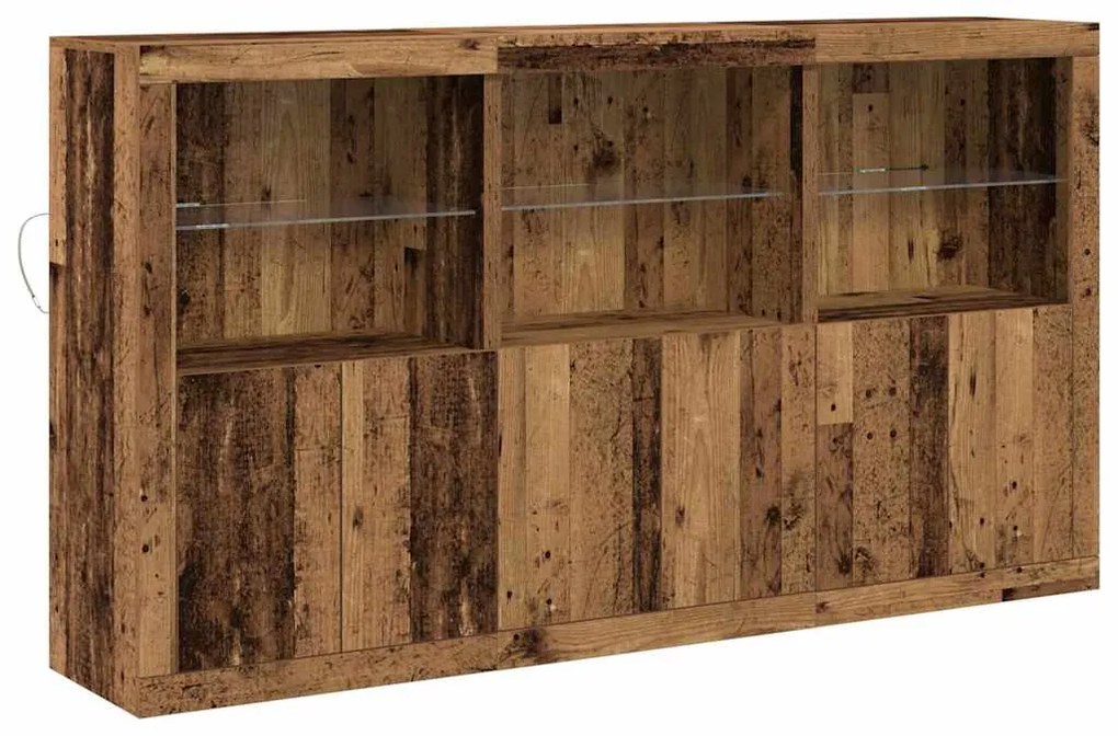 Buffet com Luzes LED Madeira Velha 181,5x37x100 cm Madeira Engenharia