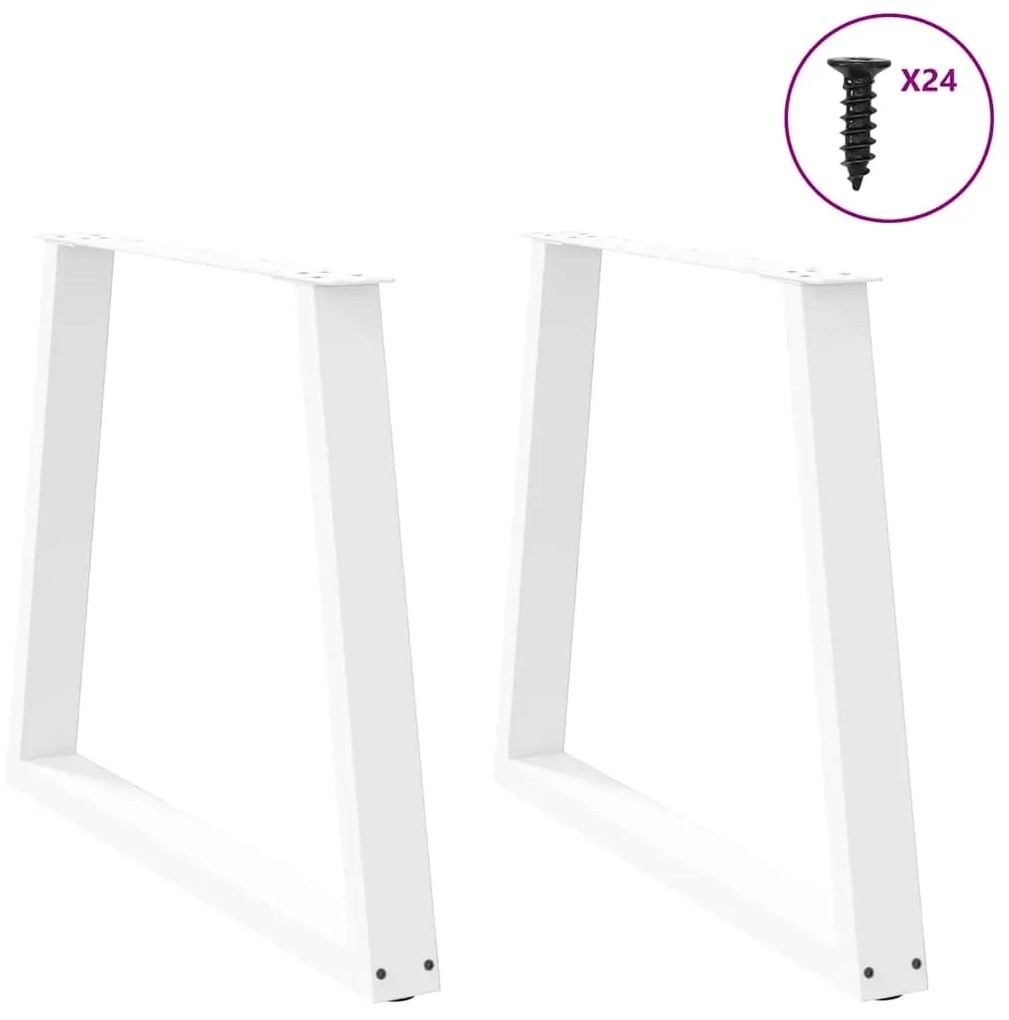 Mesa de jantar pernas 2pcs forma de V 80x(72-73,3)cm aço branco