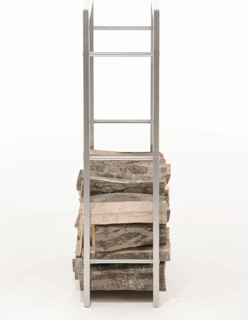 Suporte para lenha Keri em aço inoxidável 80 x 100 x 25 cm Prateado