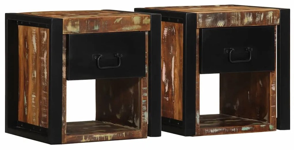 Mesas de cabeceira, 2 pcs, 40x35x40cm madeira maciça recuperada