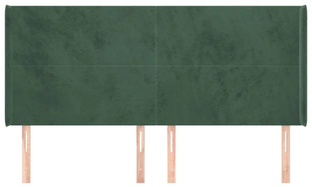 Cabeceira cama c/ abas veludo 203x16x118/128 cm verde-escuro