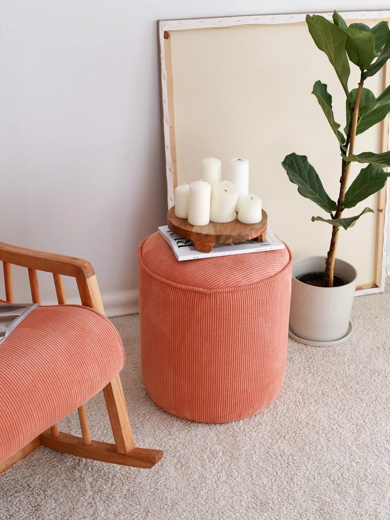 Pouffe Teddy – Coral – 43x45x43 cm