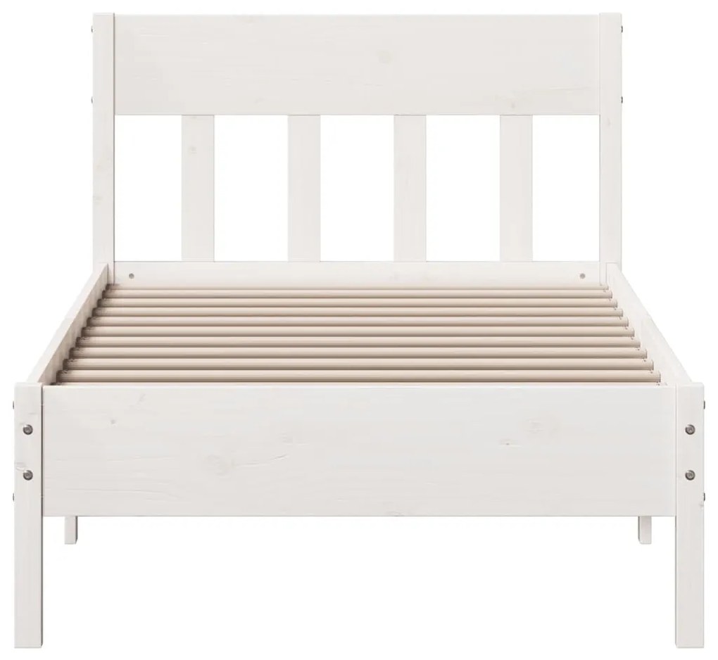 Estrutura de cama com cabeceira 90x200 cm pinho maciço branco