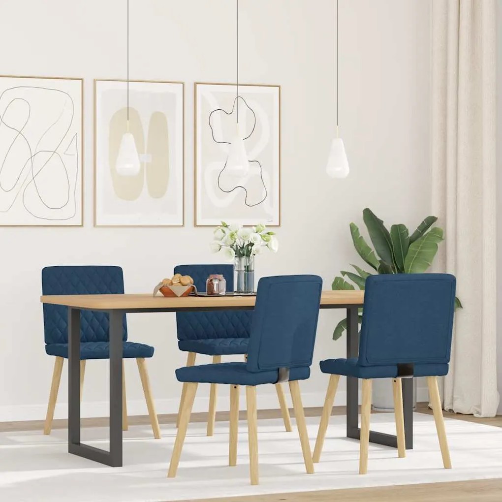 Cadeiras de jantar 4 pcs tecido azul