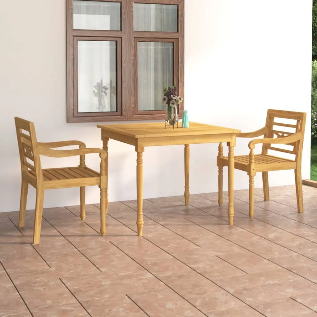 vidaXL 3 pcs conjunto de jantar para jardim madeira de teca maciça