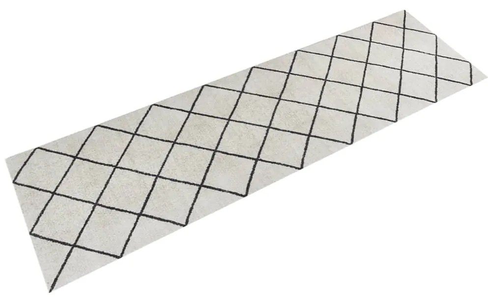 vidaXL Tapete de cozinha lavável 45x150 cm veludo padrão quadrados