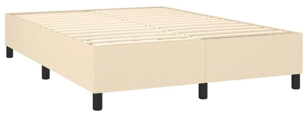 Cama box spring c/ colchão e LED 140x190 cm tecido cor creme