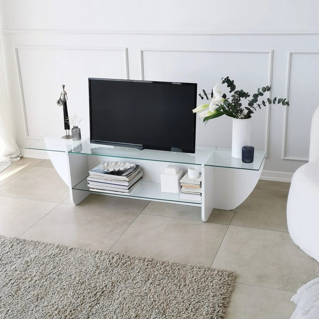 TV Stand Lily – Branco – 158 cm x 40 cm x 35 cm