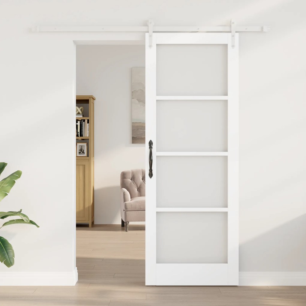 Conjunto de Porta Deslizante vidaXL com Conjunto de Acessórios Branca