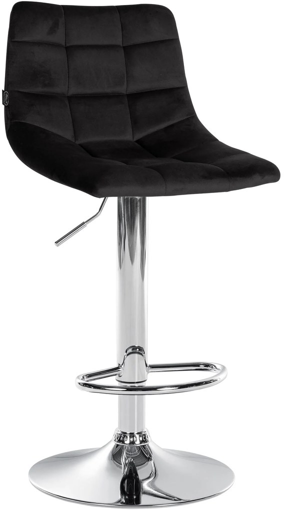 Conjunto de 2 bancos de bar Jerry em veludo com estrutura cromada 87-108,5 x 43 x 46,5 cm Preto