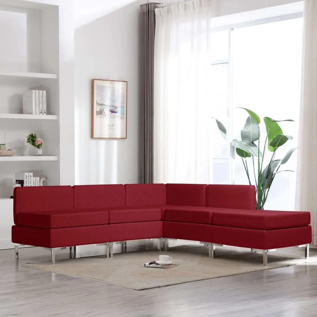 3052757 vidaXL 5 pcs conjunto de sofás tecido vermelho tinto