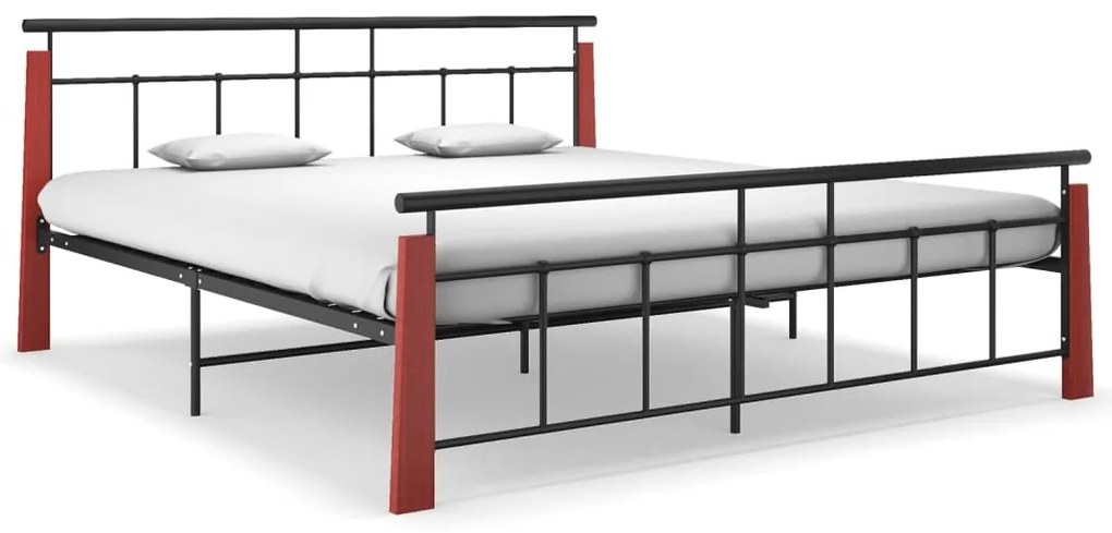 vidaXL Estrutura de cama 180x200 cm metal e madeira de carvalho maciça