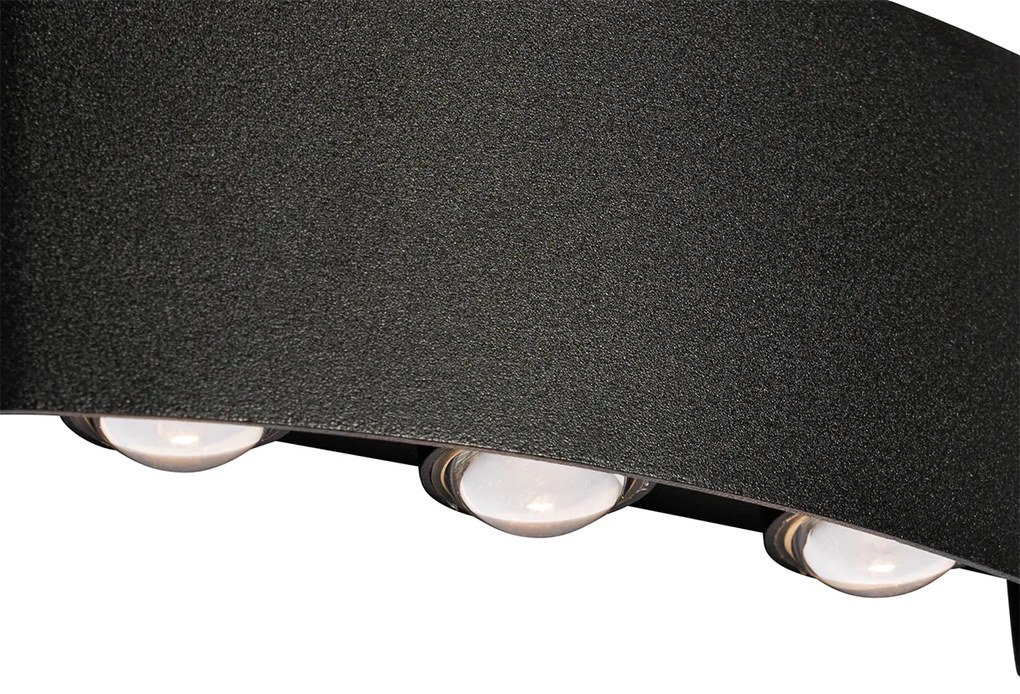 Candeeiro de parede exterior preto com LED 6 luzes IP54 - Silly Moderno