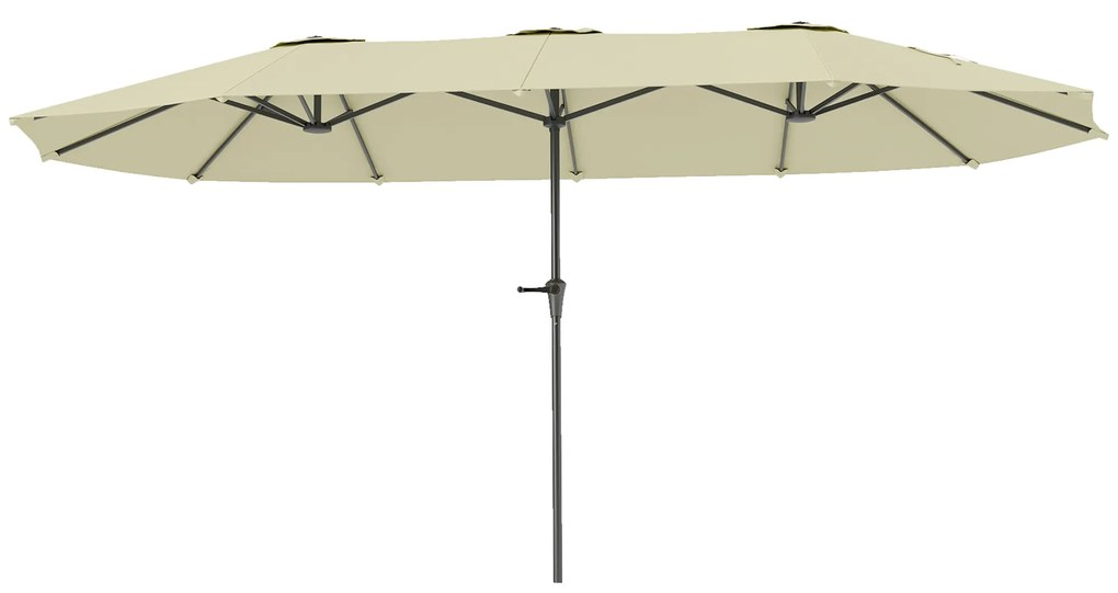 Outsunny Chapéu de Sol Duplo 4x2,2 m Chapéu de Sol para Jardim com Manivela Manual Impermeável e Proteção UV30+ Creme