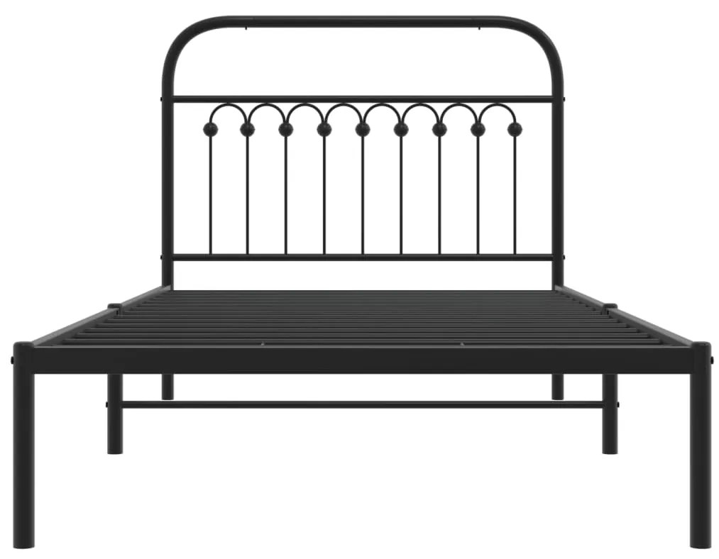 Estrutura de cama com cabeceira 100x200 cm metal preto