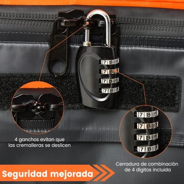 Mala de tejadilho para carro 424L à prova de água com fecho e tapete antiderrapante 112 x 86 x 43 cm Laranja e Preto